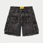 Octagon Cargo Denim Shorts (Black)