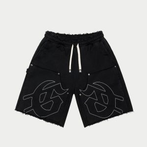 Carpenter Distressed Shorts (Black )