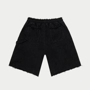 Carpenter Distressed Shorts (Black )