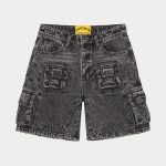 Octagon Cargo Denim Shorts (Grey Wash)