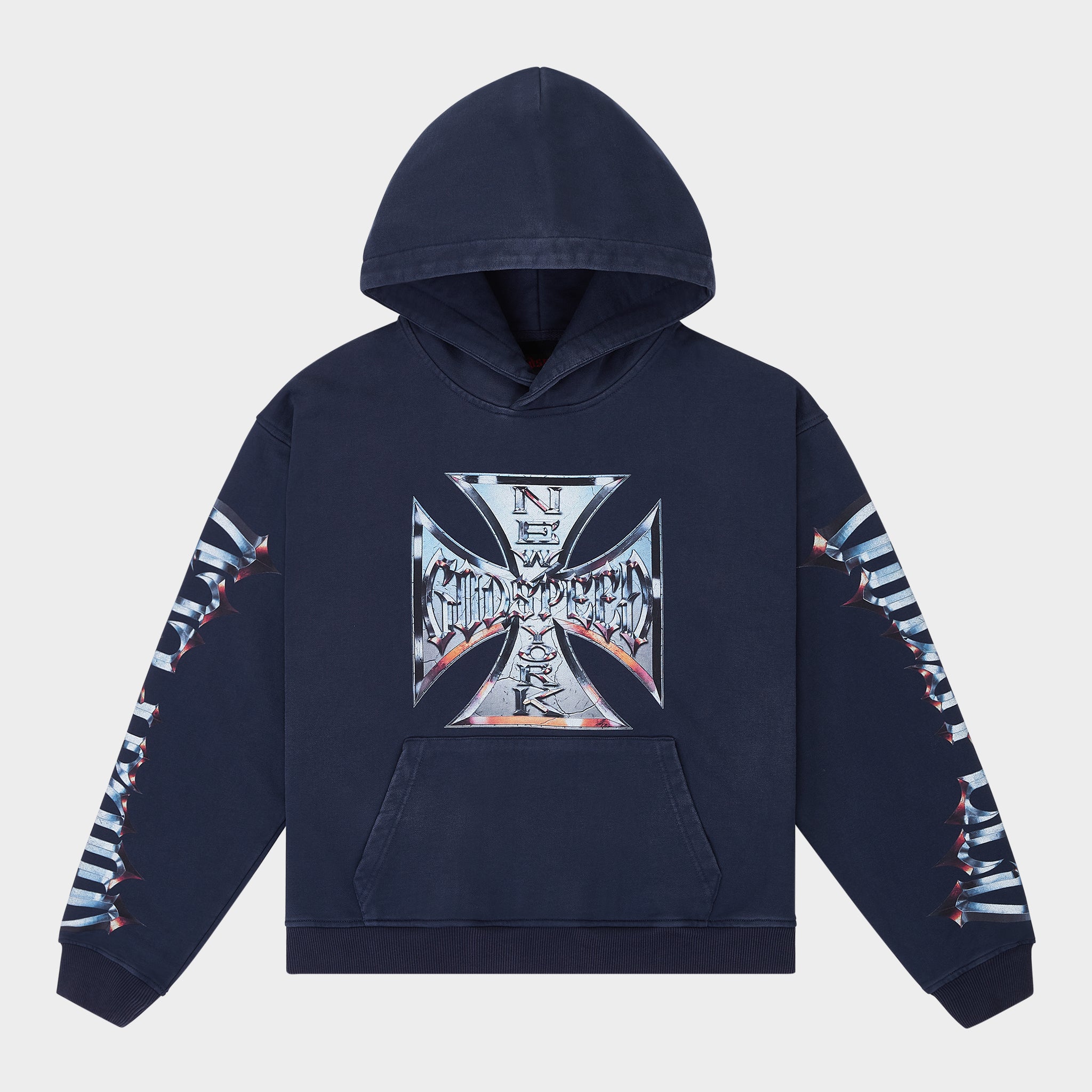 Chrome Motto Hoodie (Navy Wash) Chrome Motto Hoodie (Navy Wash)