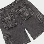 Octagon Cargo Denim Shorts (Grey Wash)