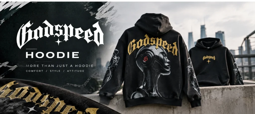 Godspeed Clothing hoodie featuring bold graphic streetwear artwork